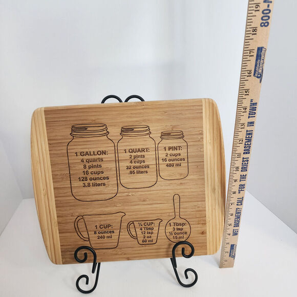 New Kitchen Measurements Wood Engraved Cutting Board With Stand - Unique Gifts - Picture 8 of 8
